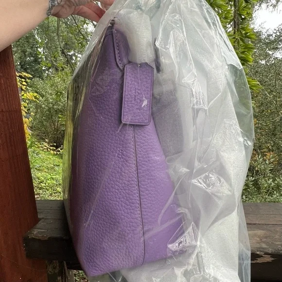 COACH Laurel Shoulder Bag Purple Pebble Leather Purse w Silver Hardware NEW! - Picture 7 of 12